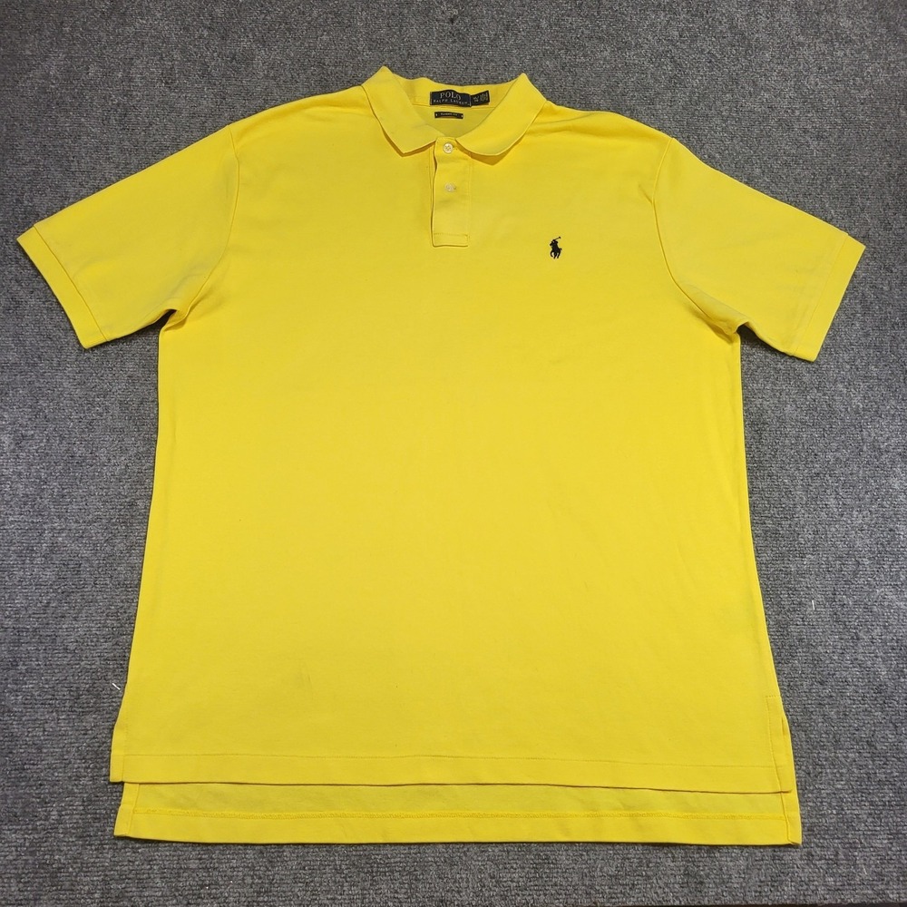 Vtg Polo Ralph Lauren Mens Yellow Classic-Fit Short-Sleeve Polo Shirt Sz X-Large
